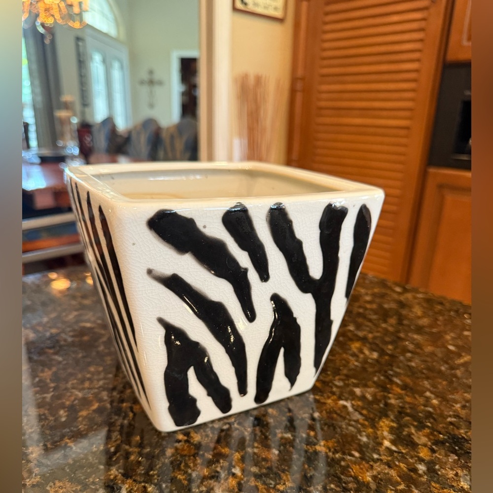 Zebra Print Ceramic Planter